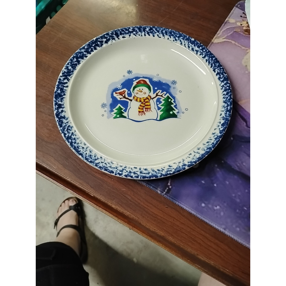 Stoneware Snowman Dinner Plate 10"